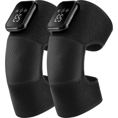 (2 pièces) Genouillère de massage vibrante avec bandage chauffant, grande zone d'application de chaleur, détend les articulations et les muscles. (1/5)
