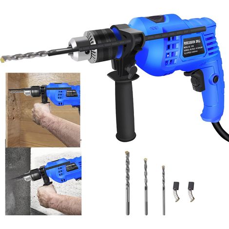 Perceuse à percussion électrique filaire 850W Vitesse variable 0-3000 RPM Marteau et perceuse 2-en-1 avec poignée rotative Perçage pour le béton, le bois, l'acier, les pierres, le verre (1/5)
