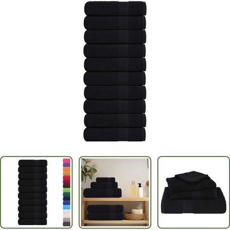 vidaXL Frottiertücher - Badetücher FROGN 10 Stk. Schwarz 100x150 cm 360 g/m² (1/5)