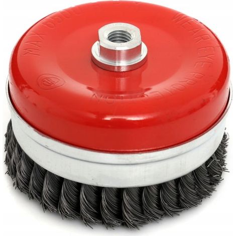 Brosse métallique avant tressée, fil M14, 100 mm (4") + bande KD10978 (1/5)