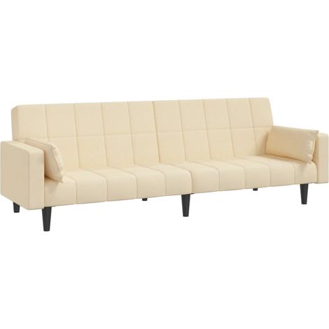 Canapé-lit，Canapé convertible à 2 places avec deux oreillers crème tissu CFW57343 (1/5)