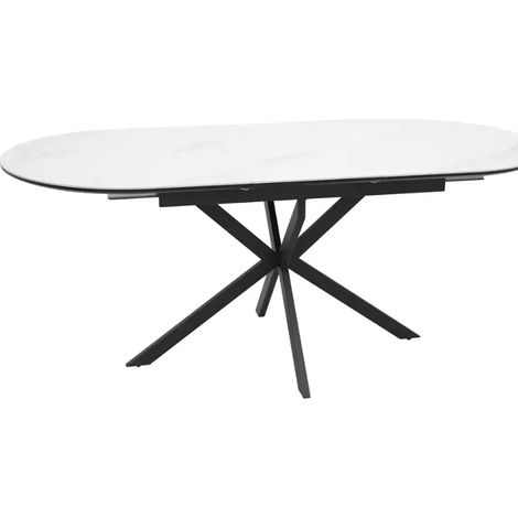 Table repas extensible 8 personnes céramique blanche design BOREALIZ2 (1/4)