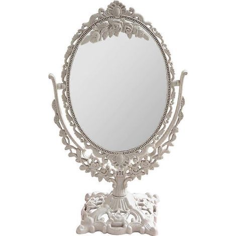 Miroir de maquillage de bureau style rétro, miroir de maquillage en relief pour fille-24.00X16.00X12.00CM-Beige (1/3)