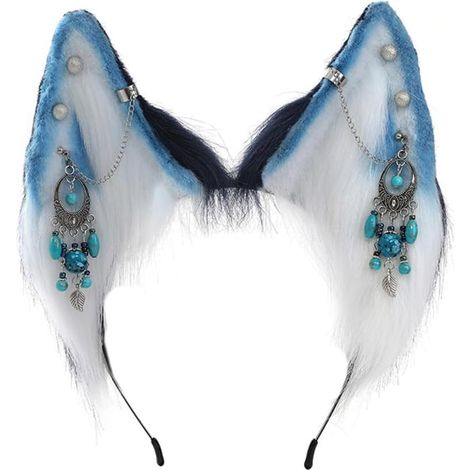 Serre-tête mignon avec oreilles de loup pour cosplay, boucles d'oreilles à franges pour femme, adolescente, bandeau pour la diffusion en direct, les carnavals (1/5)