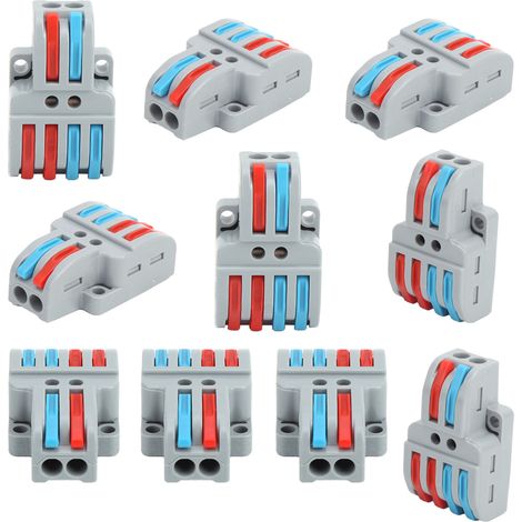 10 Stück Kabelverbinder, farbig, Schnellverdrahtung, 2 Eingänge, 4 Ausgänge, Klemmenblockanschluss LT-422 (1/5)