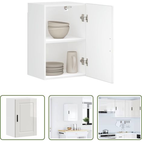 Wandregal -  Küchen-Hängeschrank Porto Hochglanz-Weiß Holzwerkstoff (1/5)