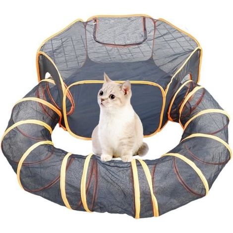 Tunnel pour Chat Jouets Chat d'intérieur interactifs Cage Portable Interactive à l'extérieur Tente de Jeu et Tunnel pour Chats (1/4)