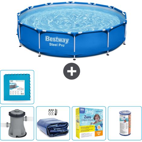 Piscine Bestway Ronde Steel Pro - 366 x 76 cm - Bleue - Comprend des Accessoires CB17 (1/5)