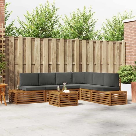 vidaXL Outdoor-Sofagarnitur mit Kissen 7 Stück Natur und Anthrazit (1/5)
