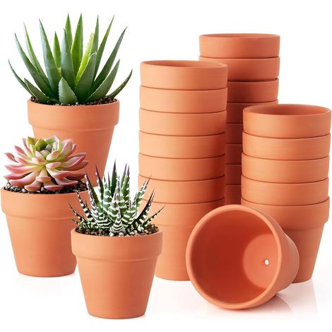 Pots en Terre Cuite 20 Pièces Pot Fleur Peinture Graffiti 4x4,5cm Pots Mini Blancs Rond pour la Peinture, la Culture de Plantes Grasses, de Mini Plantes, L'artisanat (1/5)