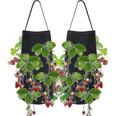 Filiyano-Sacs de culture pour fraises. Lot de 2 sacs suspendus. Pots en tissu respirant de qualité supérieure, avec trous et sangles, pour la culture (1/5)