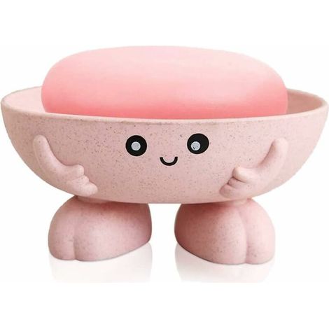SABIR Porte-savon mignon porte-savon pour enfants créative beau bar porte-savon compteur pour douche salle de bain plan de travail cuisine (rose) (1/5)