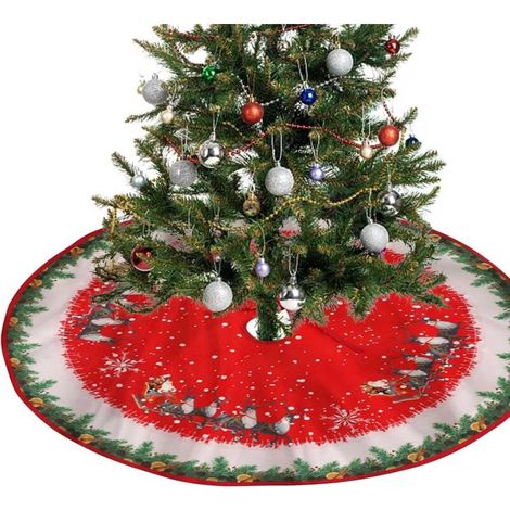 Jupe de Sapin de Noel 90cm,Rouge Tapis pour Sapin de Noel Couvre-Pied de Sapin,Dessous de Sapin de Noël,Décorations de Vacances Couvre Pied Sapin de Noel,Pliable Couverture d'arbre (1/4)