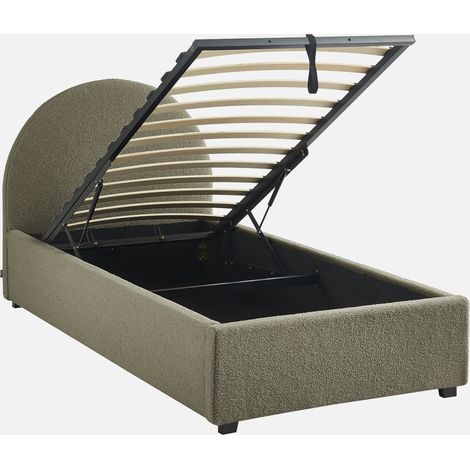 Cama con somier abatible y cabecero 90x190cm, acabado en borreguito
