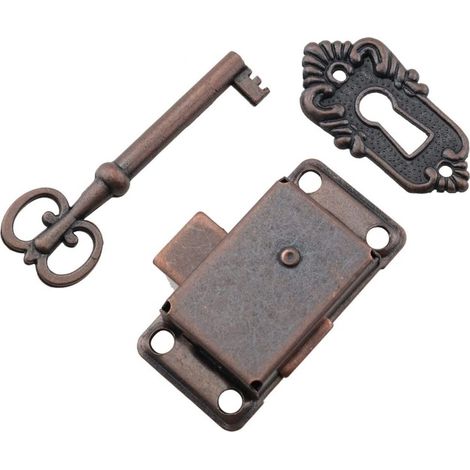 Juego de 6 cerraduras vintage para muebles, cerraduras metálicas antiguas para joyeros, cofres y armarios, decoración y reemplazo de pestillos. (1/5)