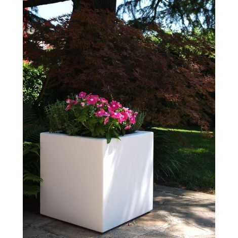 Cubo liscio in resina Fenice cm. 85 BIANCO (1/2)