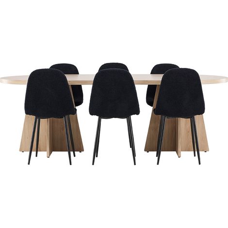 Bootcut Essgruppe Tisch 115x230cm und 6 Teddy Stühle natur.
