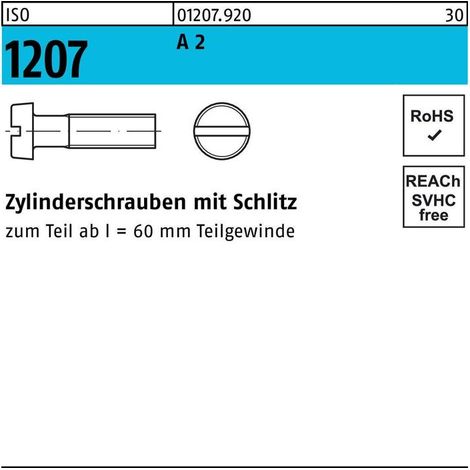 Vis à tête cylindrique DIN 84/ISO 1207 fente M3,5x 25 A 2 200 pièces
