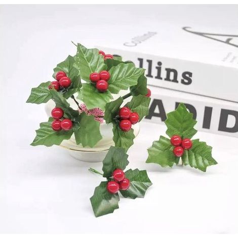Branches de baies pour couronne de Noël - 20 pièces - Décoration verte - Pour couronne, table et sapin - Accessoire de Noël (1/4)