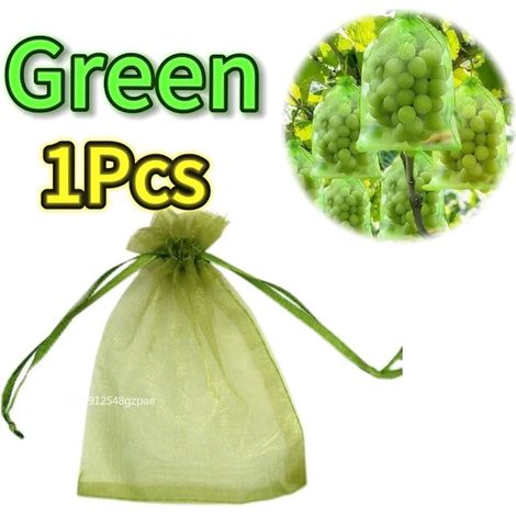 (Vert - 1 pièce, 20 x 30 cm) Sacs de protection pour fruits avec cordon de serrage, réutilisables, en filet anti-insectes, pour arbres fruitiers et plantes - Fournitures de jardinage (1/4)