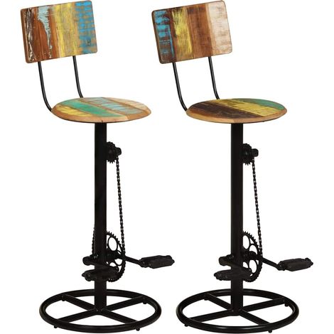 vidaXL Tabourets de bar lot de 2 bois de récupération massif (1/5)