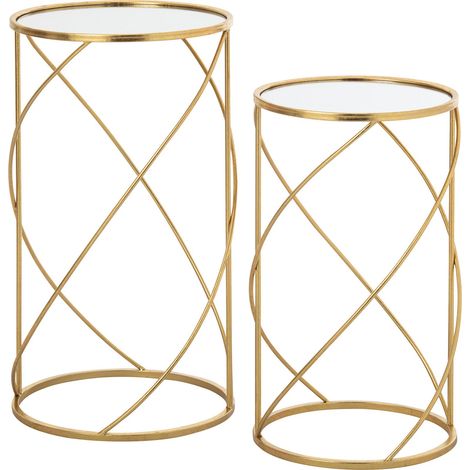 Set de 2 tables d appoint dorées en métal - doré (1/5)