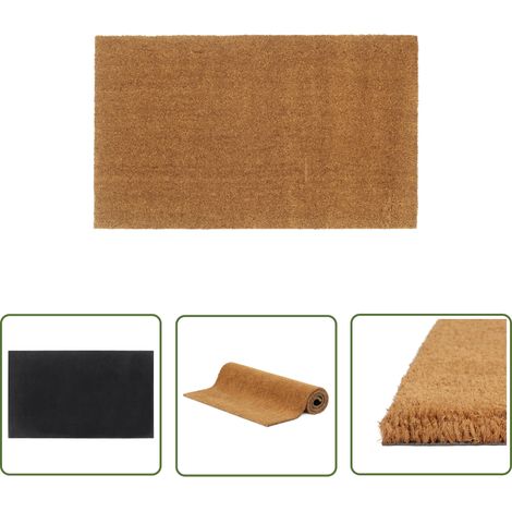 The Living Store Tapis de porte naturel 90x150 cm fibre de coco touffeté - Tapis D'entrée - Paillasson Coco - Tapis Exterieur - Tapis Interieur - Antidérapant (1/5)