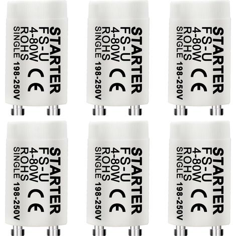 6er-Starterset, kompatibel mit 4-80 W, für Leuchtstoffröhren und LED-Röhren, für den Heimgebrauch (1/5)