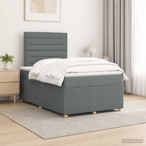 vidaXL Lit boxspring avec matelas Gris foncé 120 x 190 cm Tissu (1/5)
