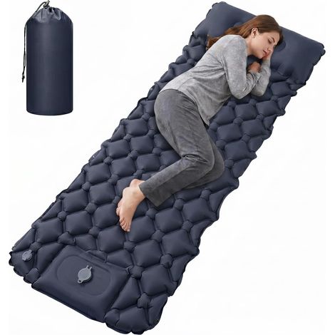 Matelas Gonflable 1 Place, Matelas Camping Ultra Léger avec Pompe à Pied et Oreiller,Matelas de Camping Autogonflant en Nylon 40D&TPU, Imperméable pour Randonnée et Camping,190x60x5 cm (1/5)