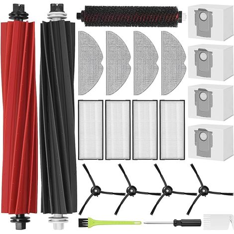 FOREHILL Ensemble Accessoire pour Roborock S8 Pro UItra Pices de Rechange Aspirateur Robot, 4 Sacs Poussire, 4 Filtres, 4 Brosses Latrales, 4 Serpillires, 1 Brosse de Nettoyage (1/5)