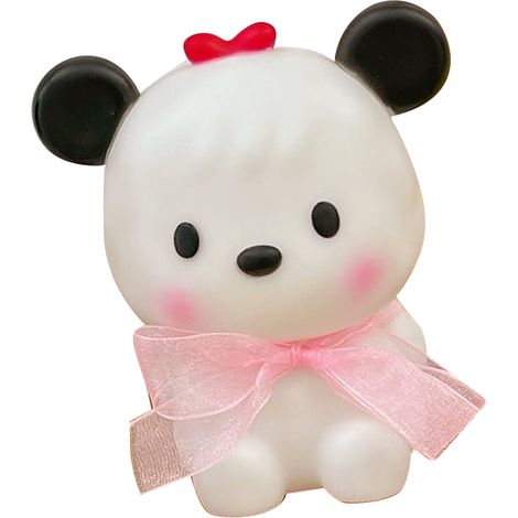Veilleuse mignonne avec motif chiot, nœud rose, lumière chaude, plastique sûr, facile à utiliser, piles incluses, pour enfants (1/5)