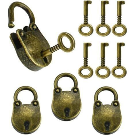 3 PCS Vintage Zinc Alloy Padlocks 35 x 21 cm Anti-Rust Bear Shape Padlocks Mini Sturdy Vintage Padlocks with 6 Keys for Small Luggage (1/5)