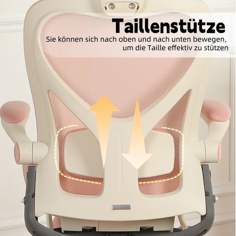 Chaise de bureau ergonomique rose en maille 67 cm avec appui-tête réglable - CHICFURN (1/5)