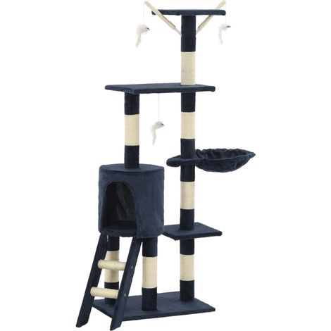 vidaXL Cat Tree with Sisal Scratching Posts 138 cm Dark Blue