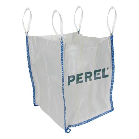 Perel Big bag 500 litros, 500 kg carga, 75 x 75 x 80 cm, resistente a los rayos UV, 2 asas, saco para escombros y residuos de construcción arena grava jardín, polipropileno 160 g/m²