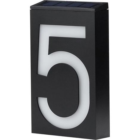 Panneau lumineux solaire extérieur à LED numéro 5 pour maison, hôtel, magasin, porte d'adresse. (1/5)