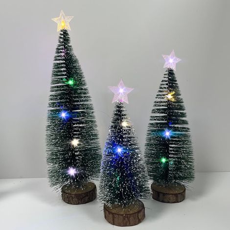 Albero di Natale Piccolo, 3 Pcs Mini Sapin Noel Artificiel Con Stella e LED (1/5)