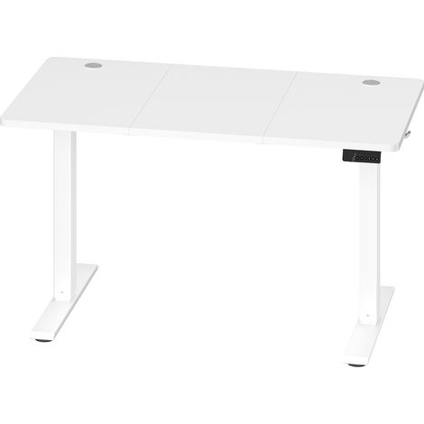 Bureau Assis-debout Réglable en Hauteur, avec Fonction Mémoire, Télétravail, Rappel de Sédentarité, 120 x 60 cm, Blanc (1/5)