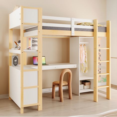 letto struttura 90x200 con scrivania armadio OKMYHOME (1/5)
