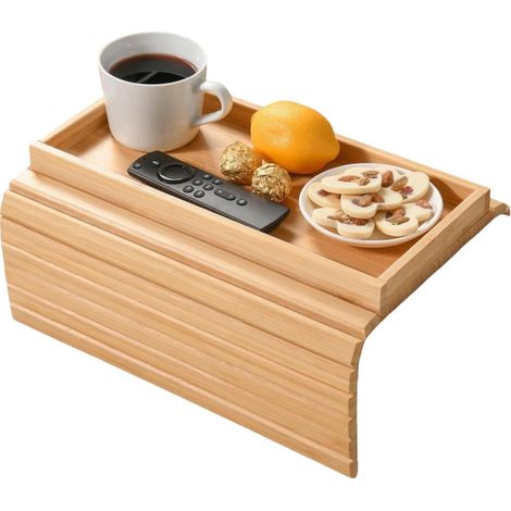Support De Bras Pour Canapé - Plateau En Bambou Naturel - Pliable Et Multifonctionnel - Pour Télécommande Snacks Tasse Ordinateur Portable - 1 Pièce