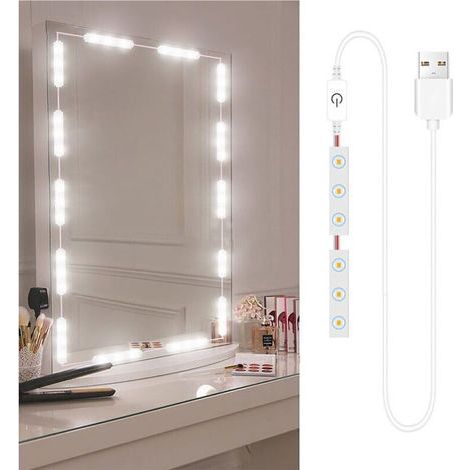 Luci LED per specchio da trucco, regolabili con controllo touch, luci per vanity bagno, cavo USB, striscia LED per specchio del bagno (1/3)