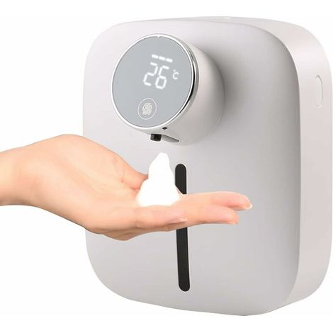 royaluxe - Distributeur de savon automatique à LED mural, distributeur de savon moussant mains libres sans contact, distributeur de savon liquide à capteur électrique pour salle de bain hôtel restaura (1/5)