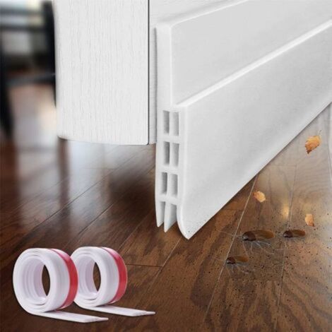 White door bottom seal in 2 parts - self-adhesive, noise-reducing, insect-proof, heat-resistant, cold-resistant (1/5)
