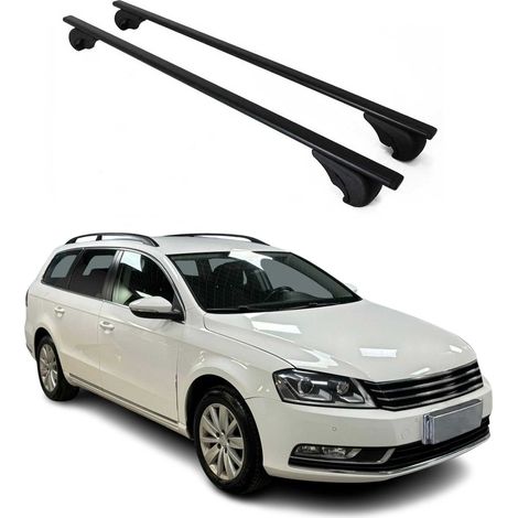 OMAC Barres de toit pour VW Passat B7 Alltrack 2012-2014 – TÜV / DIN 75302:2019 – Antivol inclus – Charge max 75 kg – 2 barres Noir (1/4)