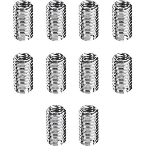 Lot de 10 inserts filetés M8/M10, autotaraudeurs, pour vis et écrous M8 x 1,25 mm femelle et M10 x 1,5 mm mâle, longueur 12 mm. Kit de réparation de filetage pour visserie. (1/5)