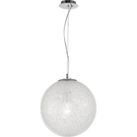 Merano Cranbrook 40cm Globe Suspension Plafonnier Verre Clair Intérieur Chrome Aluminium LED E27