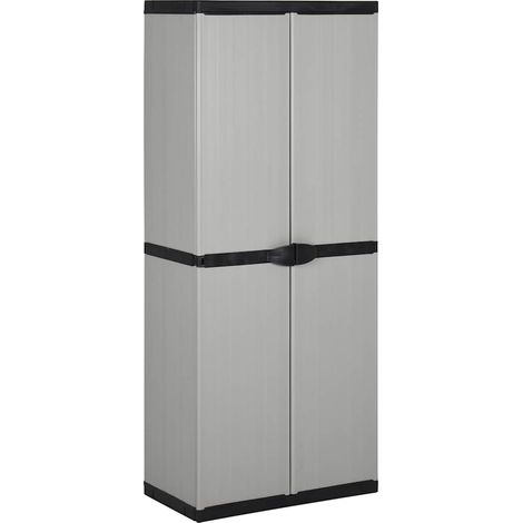 Garten-Lagerschrank mit 3 Böden Grau & Schwarz 68x40x168 cm