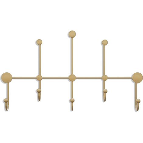 CALICOSY - Porte manteaux mural 8 patères en métal doré H45cm - IYON (1/5)