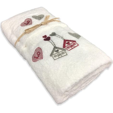 TYROLIENNE TYROLIENNE SERVIETTE SET LOVE blanc